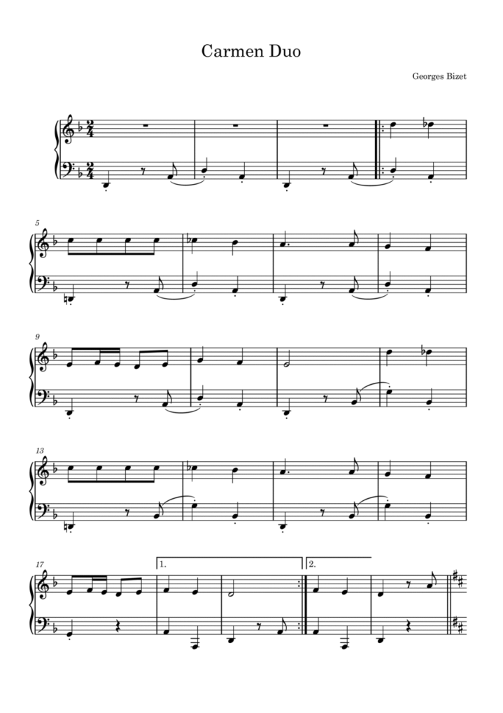 Partition piano Carmen Duo Chartres