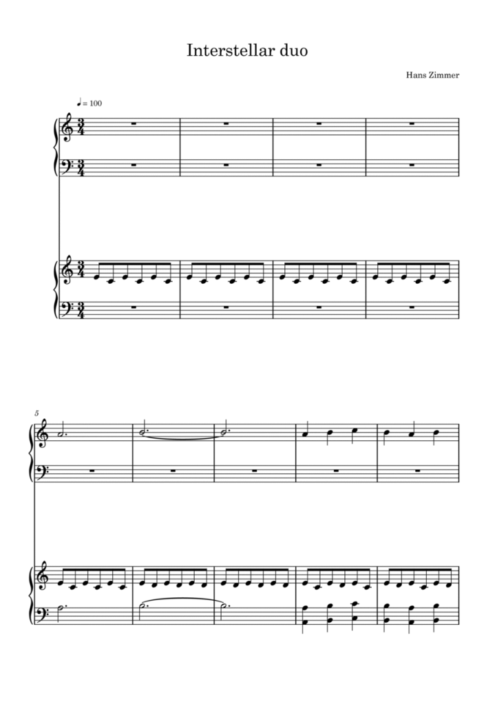 Partition piano Interstellar Chartres